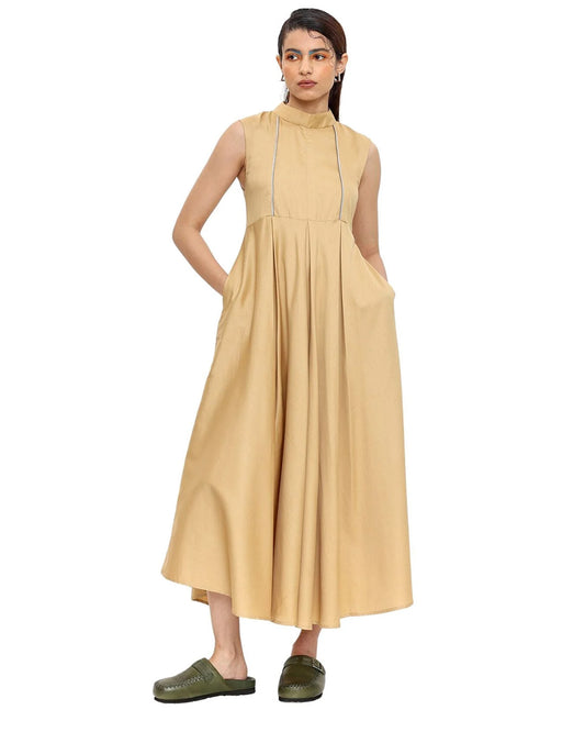 Take On The World A-Line Dress in Wheat