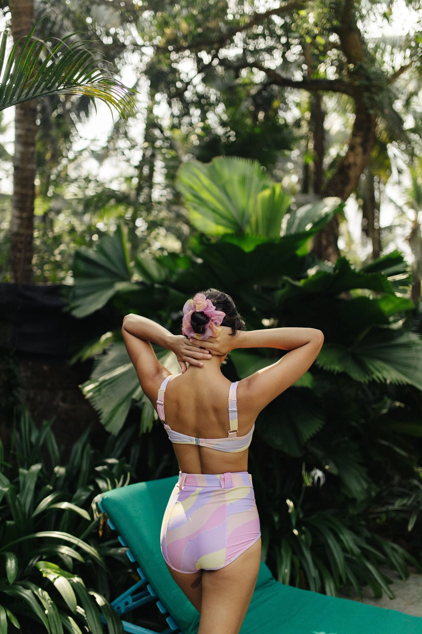 Jasmine Wave Wired Bikini Top With  High Waist Belted Bikini Bottoms